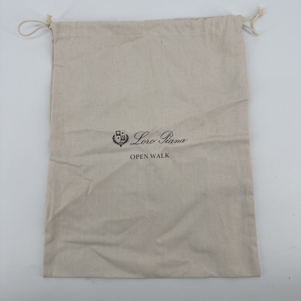 Loro Piana Open Walk Italy Shoe Dust Bag Cotton 15" x 12" Beige Drawstring Logoi